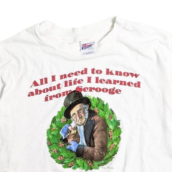 Vintage 90s Scrooge Christmas Single Stitch Graphic Tee - Picture 2 of 4